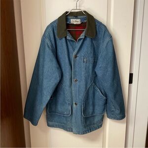 L.L.Bean chore coat denim jacket- vintage barn jacket with removable wool lining